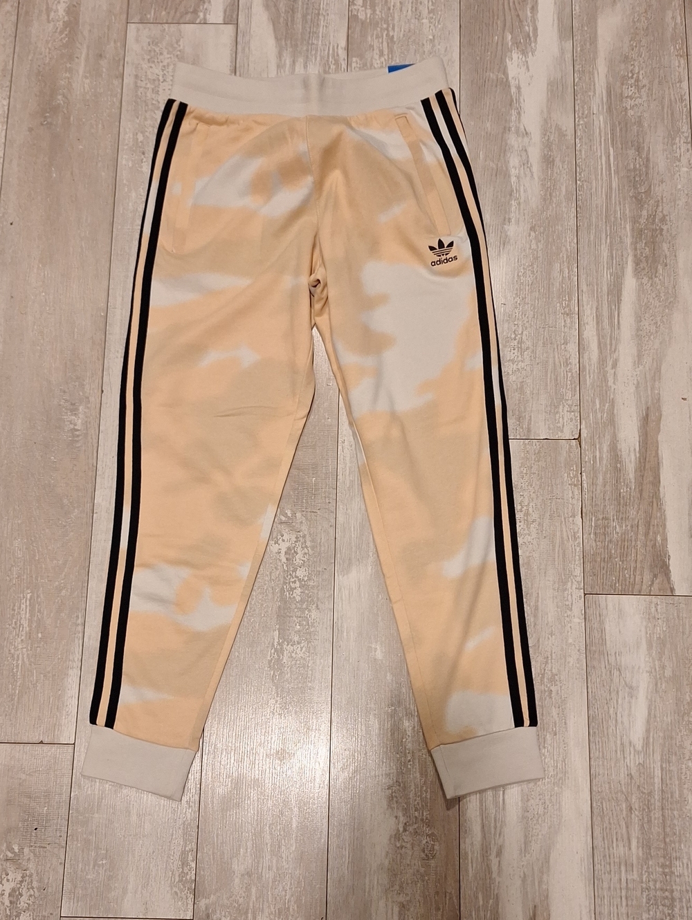 adidas Peach & White Camo Fitted Fit  Joggers with Black Stripes Medium